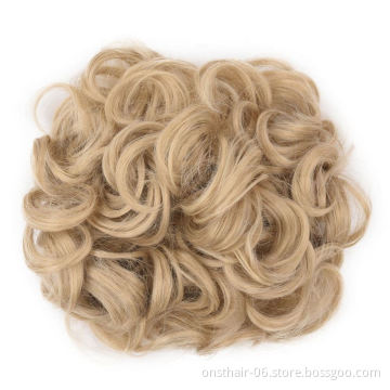 MYZYR Elastic Chignon Hairpiece Curly Messy Bun Mix Gray Natural Chignon Synthetic Hair Extension Chic and Trendy